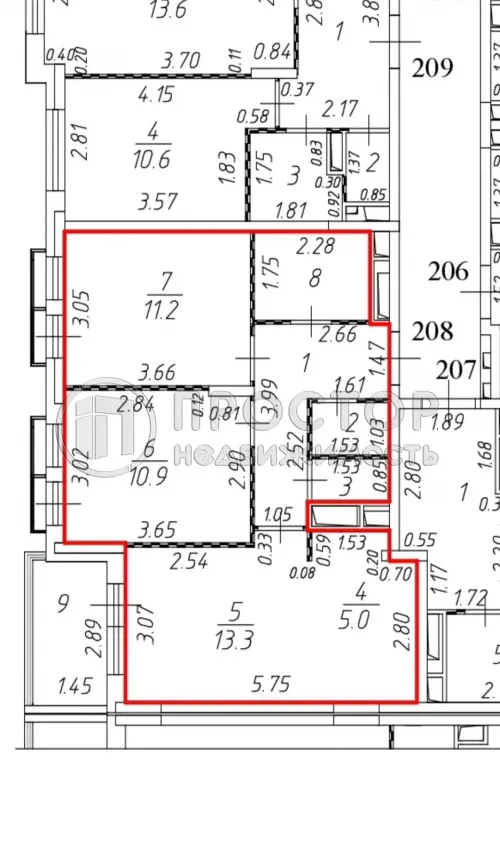 3-комнатная квартира, 54 м² - фото 13