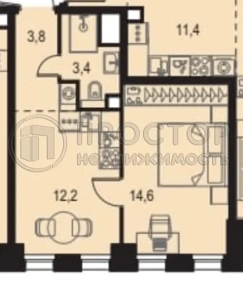 1-комнатная квартира, 29.3 м² - фото 12