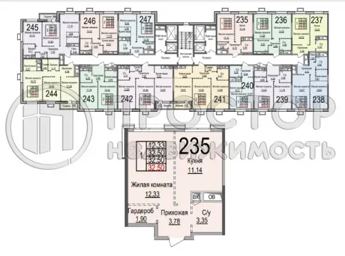 1-комнатная квартира, 32.5 м² - фото 13