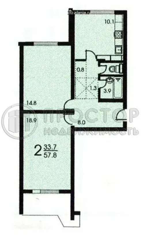 2-комнатная квартира, 59 м² - фото 19