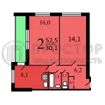 2-комнатная квартира, 52.5 м² - фото 45