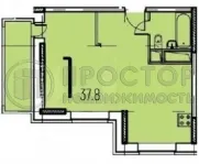 1-комнатная квартира, 37.8 м² - фото 17