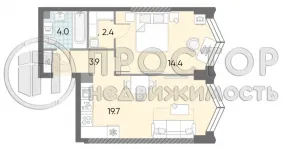 1-комнатная квартира, 44.3 м² - фото 5