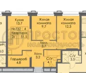 2-комнатная квартира, 51.5 м² - фото 15