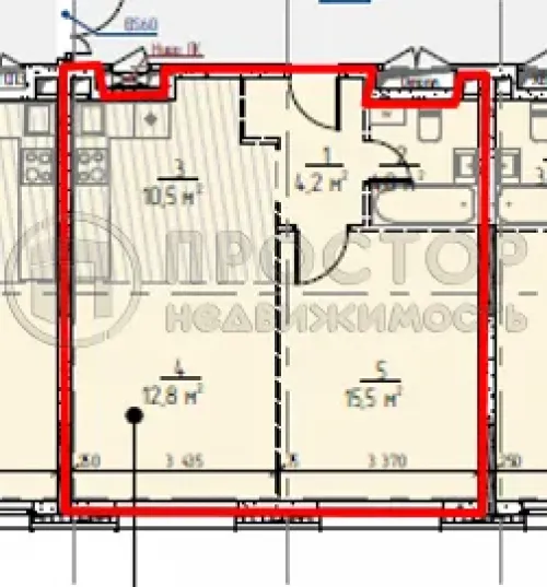 1-комнатная квартира, 47 м² - фото 8