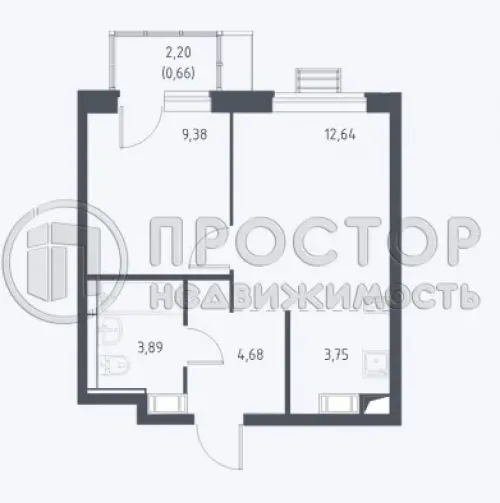 2-комнатная квартира, 37 м² - фото 8