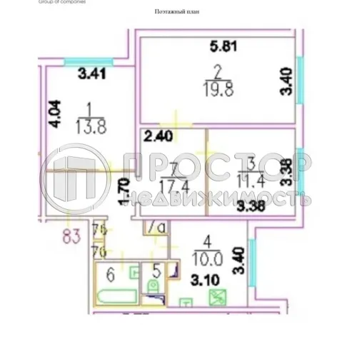 3-комнатная квартира, 77.4 м² - фото 17