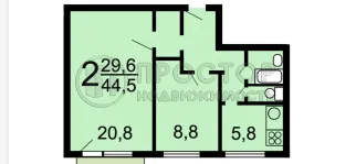 2-комнатная квартира, 44 м² - фото 27