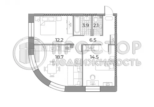 2-комнатная квартира, 57.9 м² - фото 5