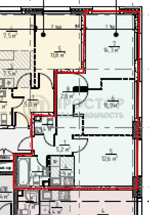 2-комнатная квартира, 54.8 м² - фото 5