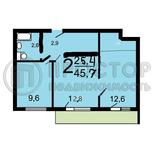 2-комнатная квартира, 47.4 м² - фото 22