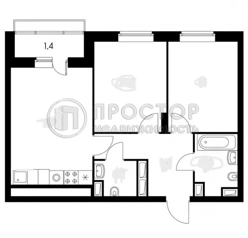 2-комнатная квартира, 53.4 м² - фото 29