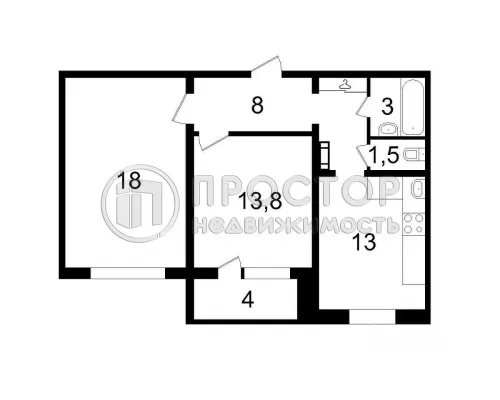 2-комнатная квартира, 58.2 м² - фото 19