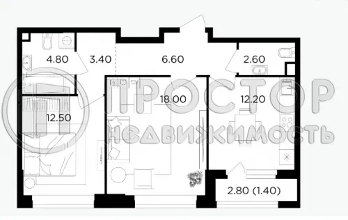 2-комнатная квартира, 59 м² - фото 45