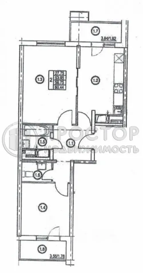 2-комнатная квартира, 53.1 м² - фото 31