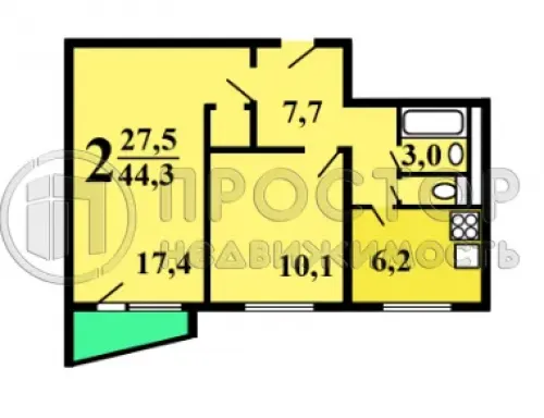 2-комнатная квартира, 44.3 м² - фото 15