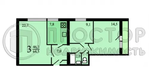 3-комнатная квартира, 64.5 м² - фото 21