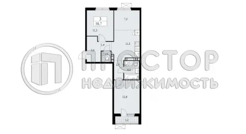 3-комнатная квартира, 58.9 м² - фото 9