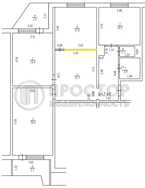 3-комнатная квартира, 80.1 м² - фото 32