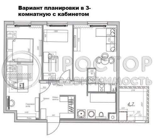 3-комнатная квартира, 60.5 м² - фото 7