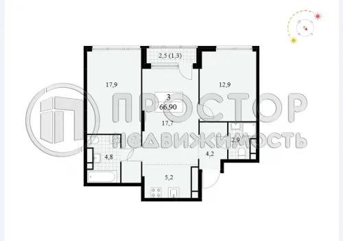 2-комнатная квартира, 66.9 м² - фото 9