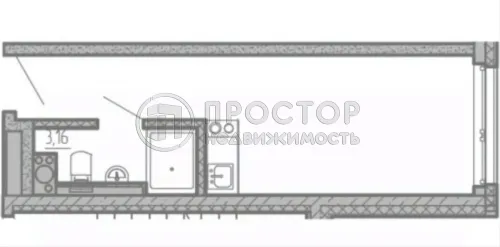 Студия, 18.7 м² - фото 9