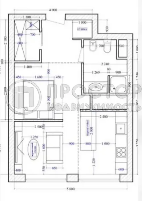 1-комнатная квартира, 40.6 м² - фото 18