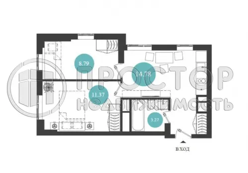 2-комнатная квартира, 40 м² - фото 13