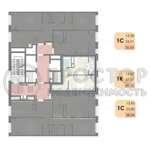 1-комнатная квартира, 39.12 м² - фото 12