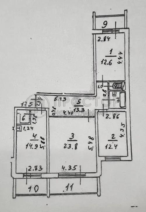 3-комнатная квартира, 88.4 м² - фото 34