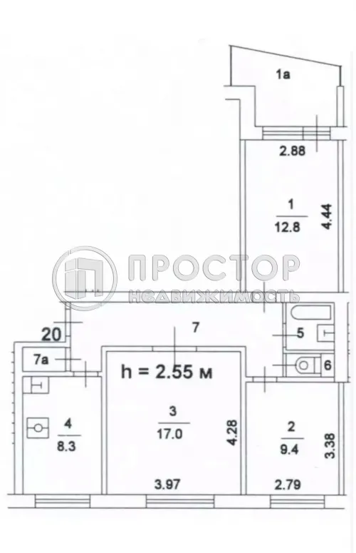 3-комнатная квартира, 60 м² - фото 16