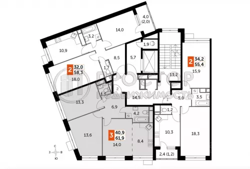 2-комнатная квартира, 61.9 м² - фото 4