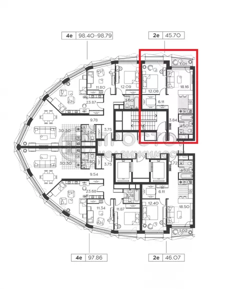 2-комнатная квартира, 45.4 м² - фото 3