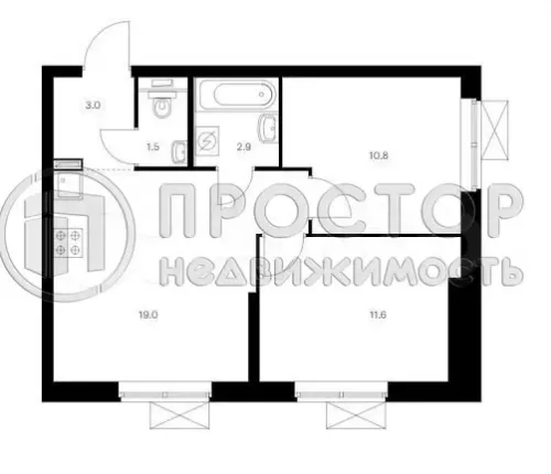 2-комнатная квартира, 48.8 м² - фото 20