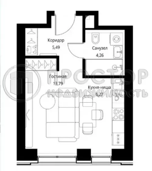 Студия, 28.8 м² - фото 29