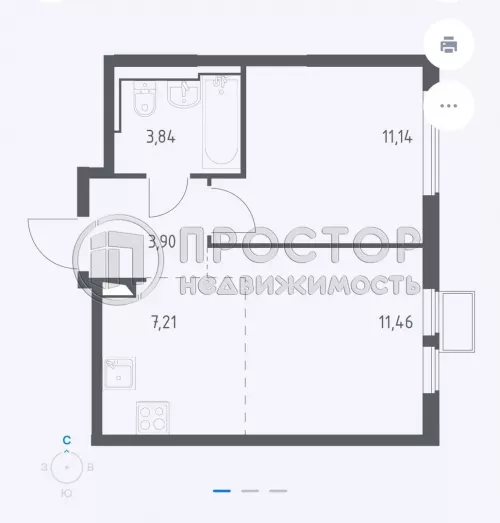 2-комнатная квартира, 37.5 м² - фото 2