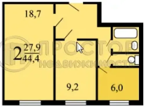 2-комнатная квартира, 44.4 м² - фото 13