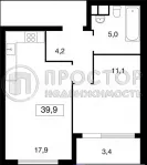 2-комнатная квартира, 39 м² - фото 22