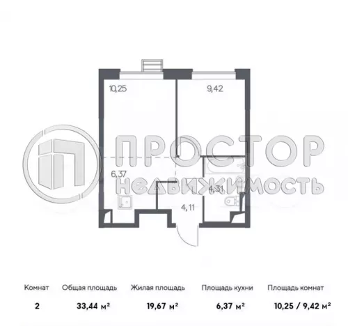 2-комнатная квартира, 34 м² - фото 6