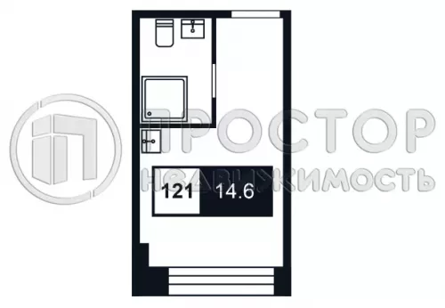 1-комнатная квартира, 14.6 м² - фото 2