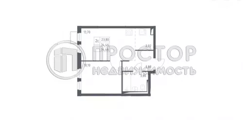 2-комнатная квартира, 34 м² - фото 23