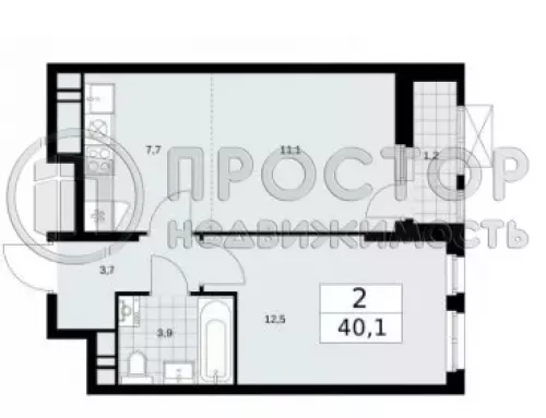 2-комнатная квартира, 40.1 м² - фото 11