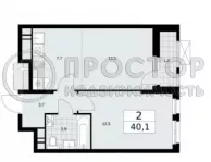 2-комнатная квартира, 40.1 м² - фото 21