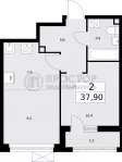 1-комнатная квартира, 37.9 м² - фото 17