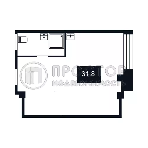 Студия, 31.8 м² - фото 9