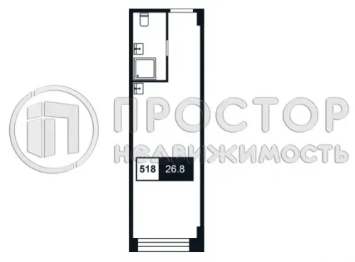 Студия, 26.8 м² - фото 2