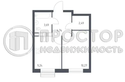 1-комнатная квартира, 30.4 м² - фото 2