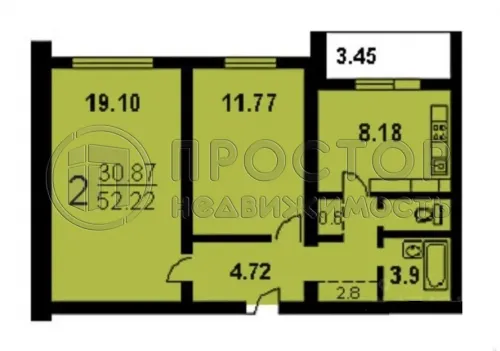 2-комнатная квартира, 52.3 м² - фото 10