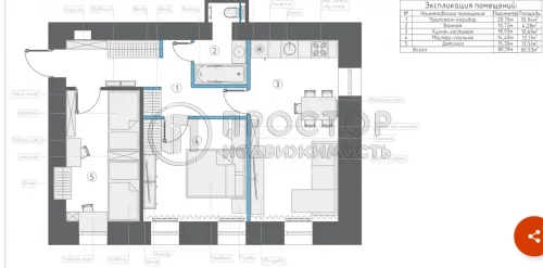 3-комнатная квартира, 59.7 м² - фото 22