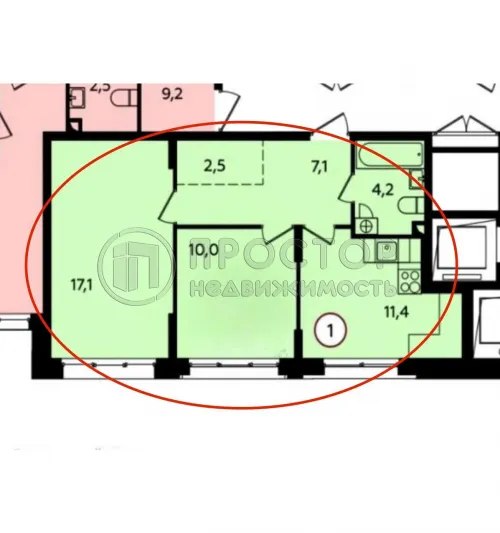 2-комнатная квартира, 52.3 м² - фото 5